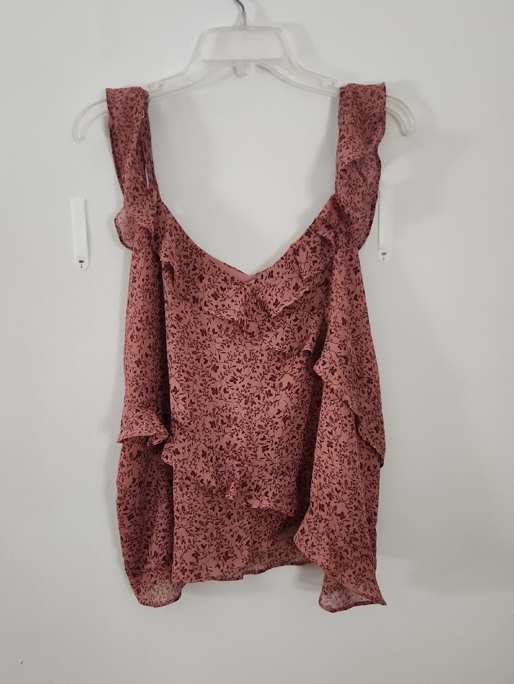 LOFT Dusty Rose Floral Ruffle Camisole